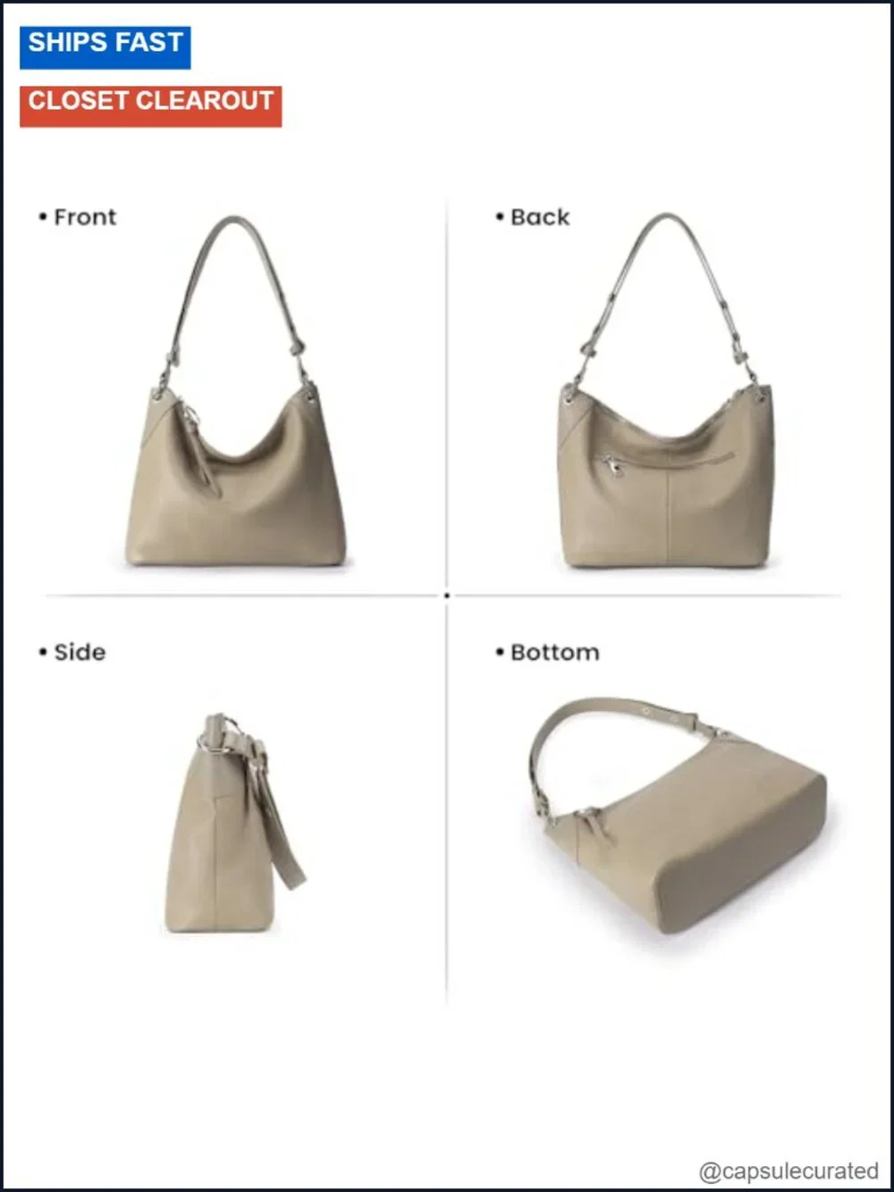 Genuine Leather Hobo Bag Crossbody Purse with Adjustable Strap